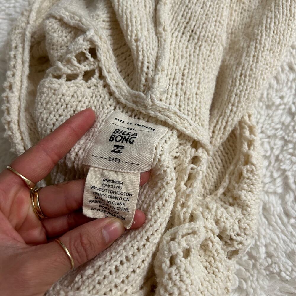 Billabong Womens Cream Crochet Soft Boho Indie Resort Core Sz S Cotton Summer - Picture 6 of 6